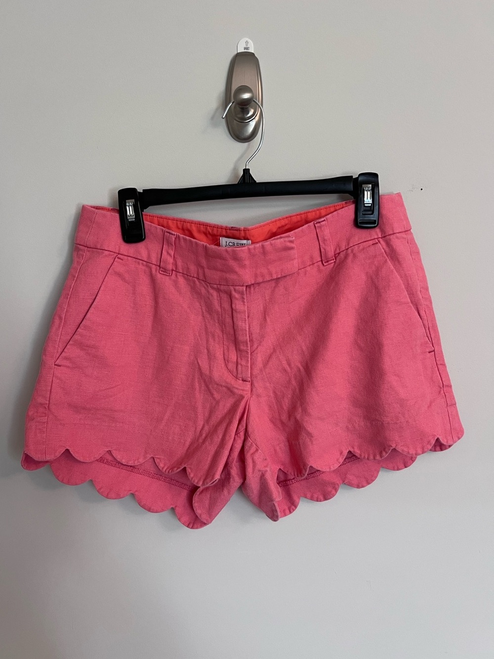 J. Crew Coral Pink Scalloped Hem Shorts